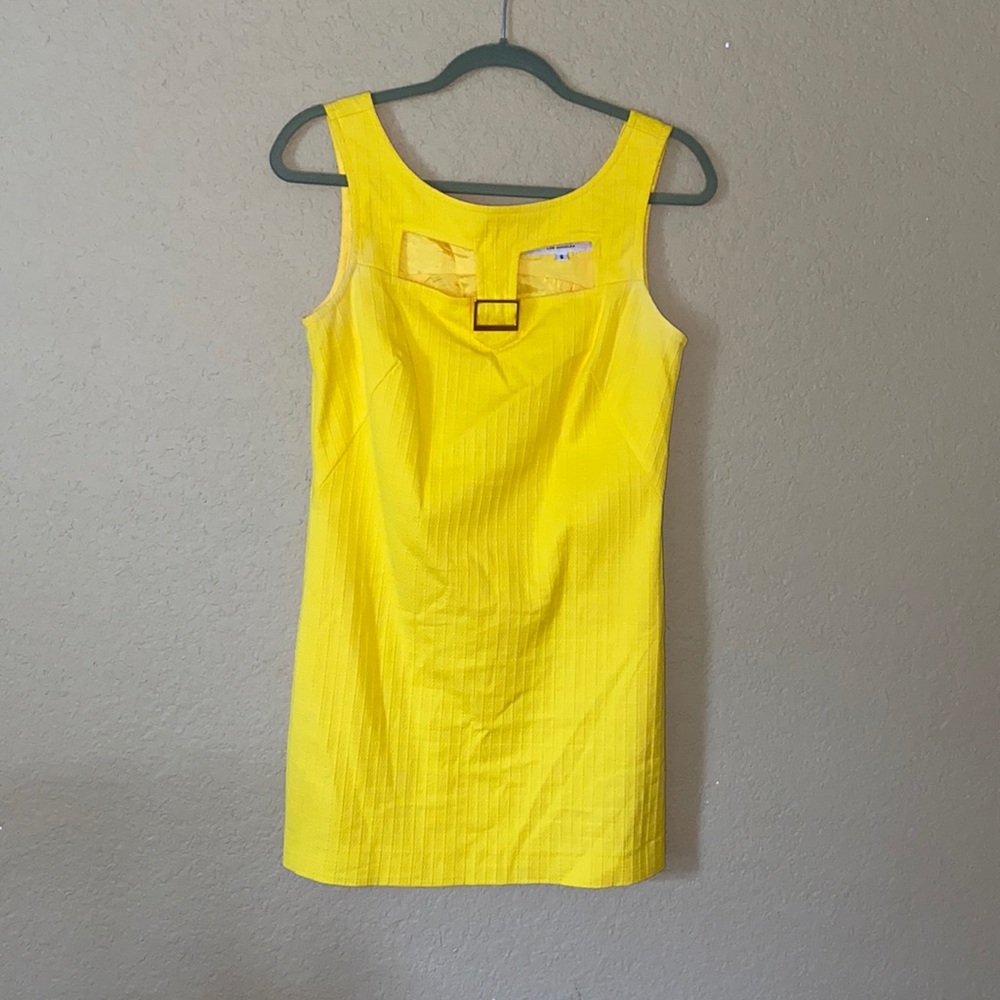Trina Turk Yellow Cutout Dress with Gold Buckle